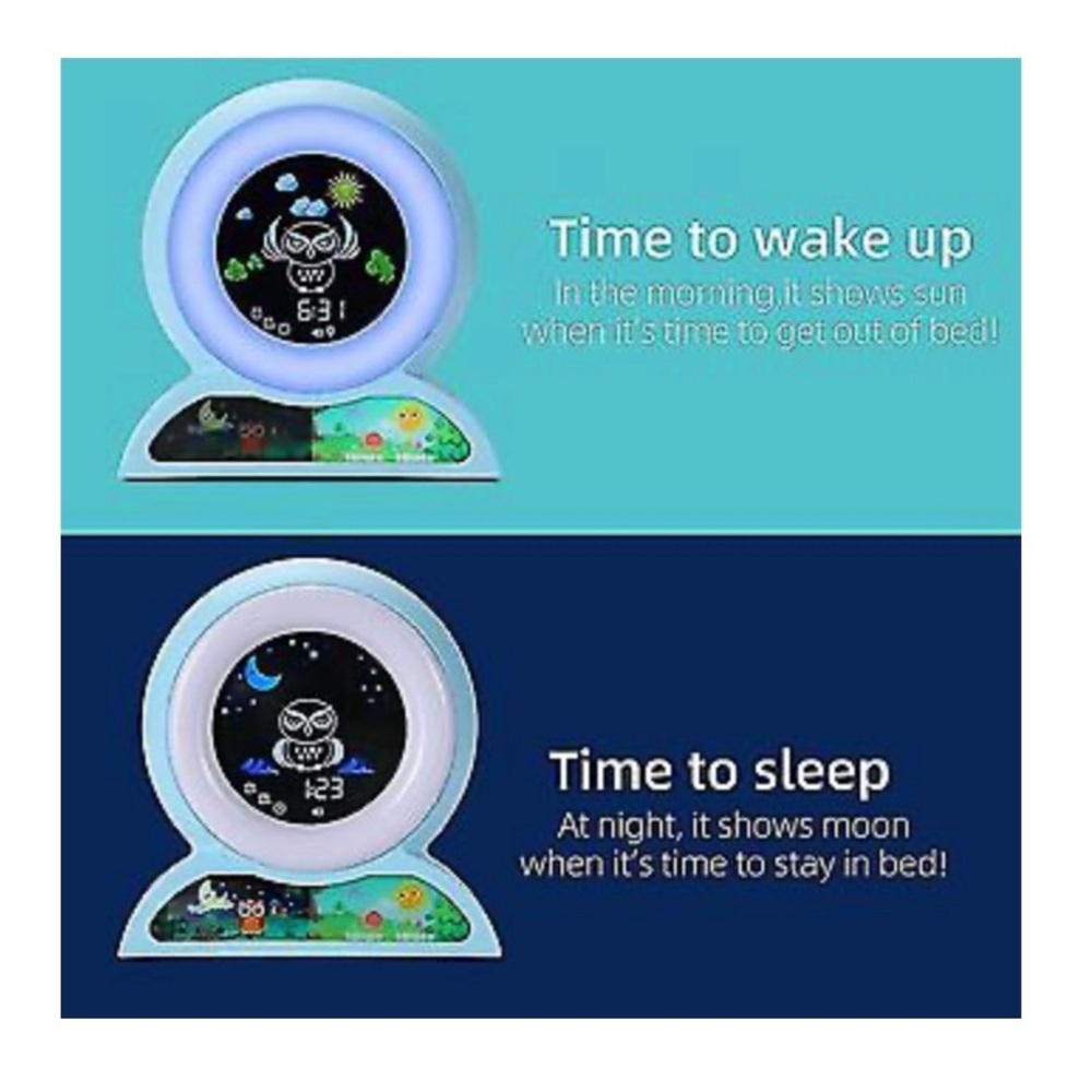 OK to wake Children's Blue and White Owl Clock - Picture 4 of 10